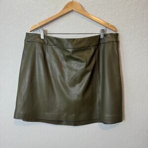 The Drop Olive Green Faux‎ Leather Pull On Mini Skirt Size XXL NEW